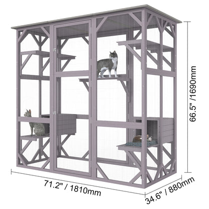 VEVOR - Casa de juegos grande de 3/7 niveles para gatos, conejos, cerdos, perros, corral grande para hacer ejercicio, caja grande para gatos, árbol grande de madera para gatos, casa para gatos para conejos