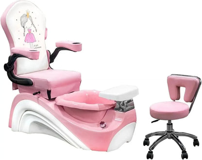 Silla de pedicura para niños, silla de spa para pies y pedicura con kit de taburete de pedicura, ajustable, reclinable, profesional, para salón de uñas y spa para niños