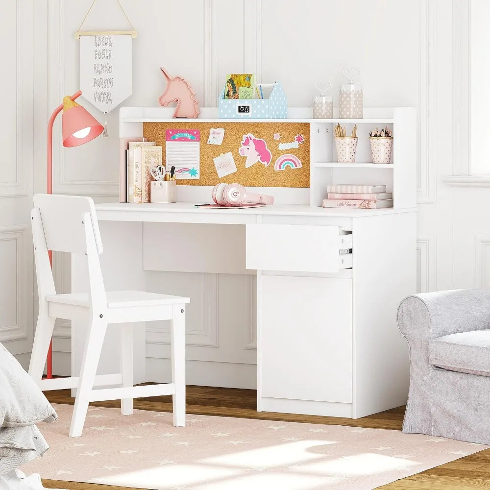 Bureau d'étude pour enfants UTEX avec chaise, ensembles de bureau et de chaise pour enfants avec clapier et armoire de rangement, table d'étude en bois pour enfants