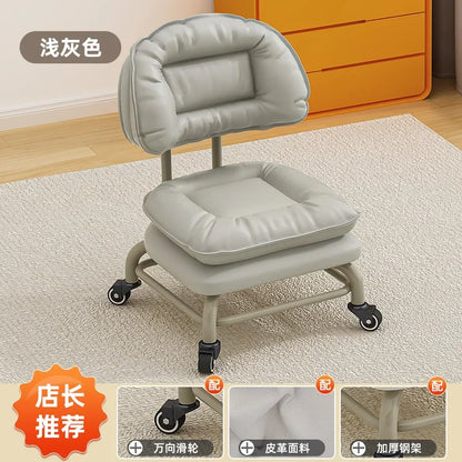 Small Stool with Universal Wheels for Home Use Children Walking with Wheels Backrest Chair 의자 식탁의자 Kitchen Living Room 가구