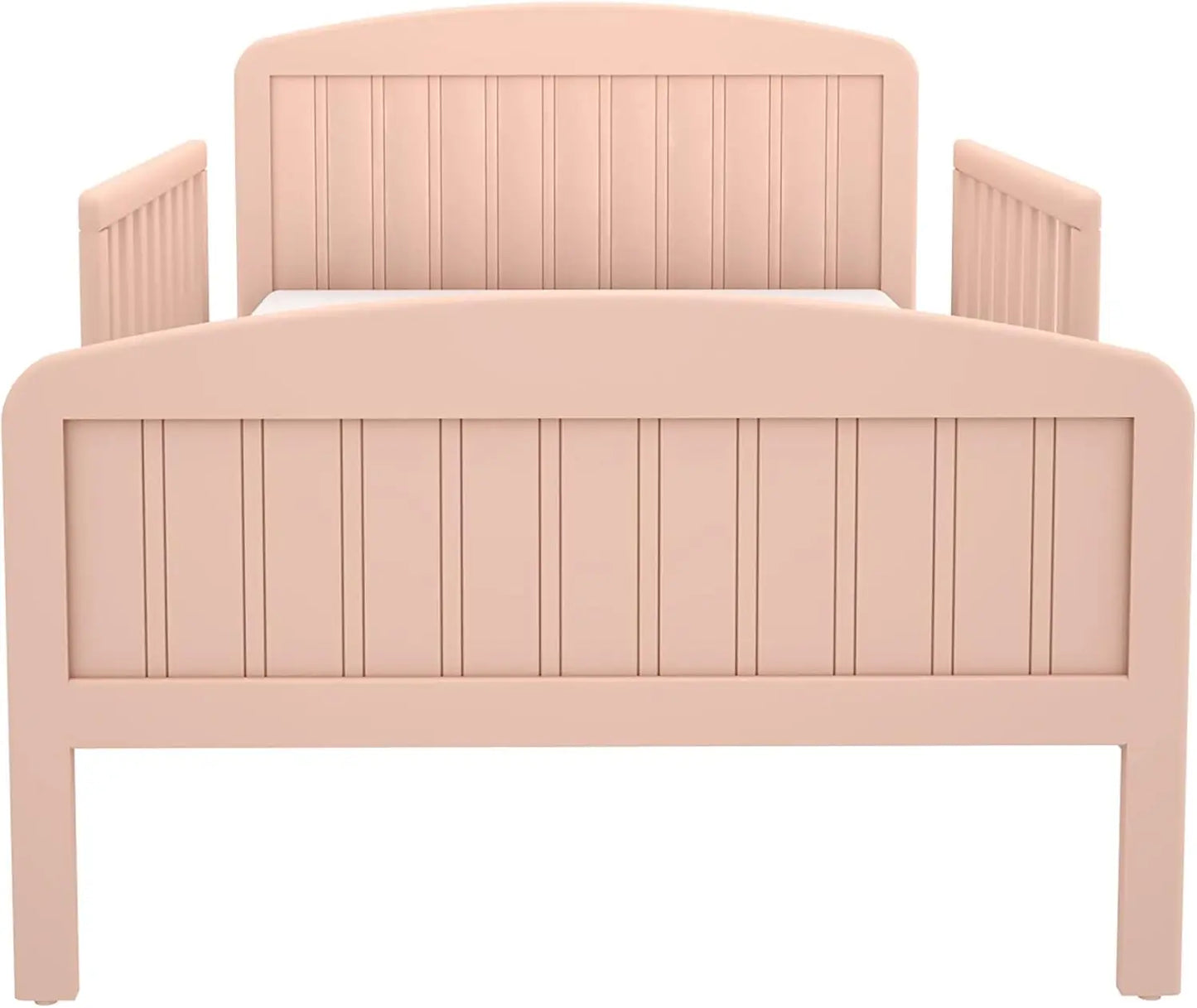 Toddler Bed, Solid Wood Modern Design Transitional Bed for Kids with Rails for Children's Bedroom with 2 Safety Guard