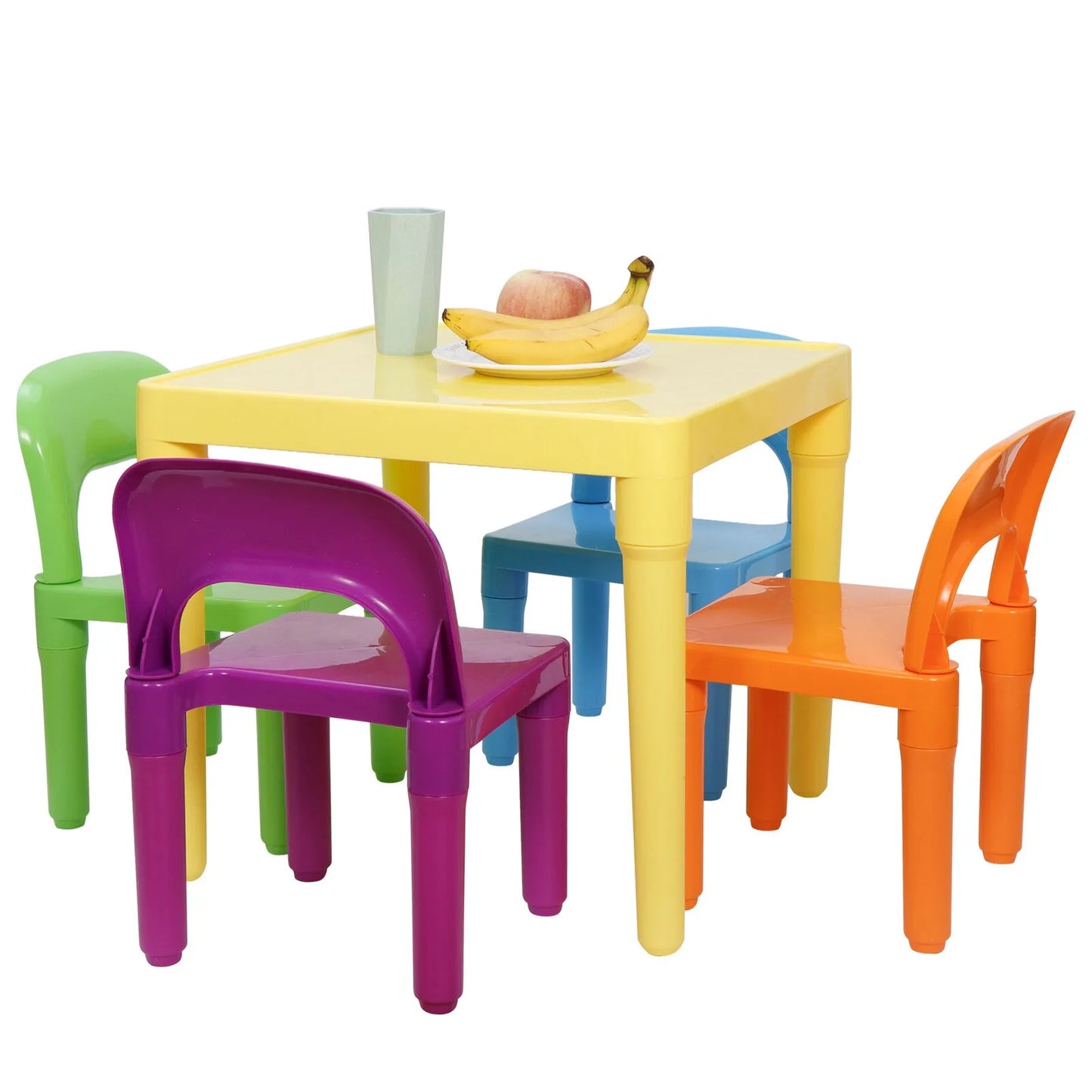 Mesa y 4 sillas para niños de EE. UU., juguetes de fiesta para niños pequeños, muebles de actividades divertidas, juego de juego.