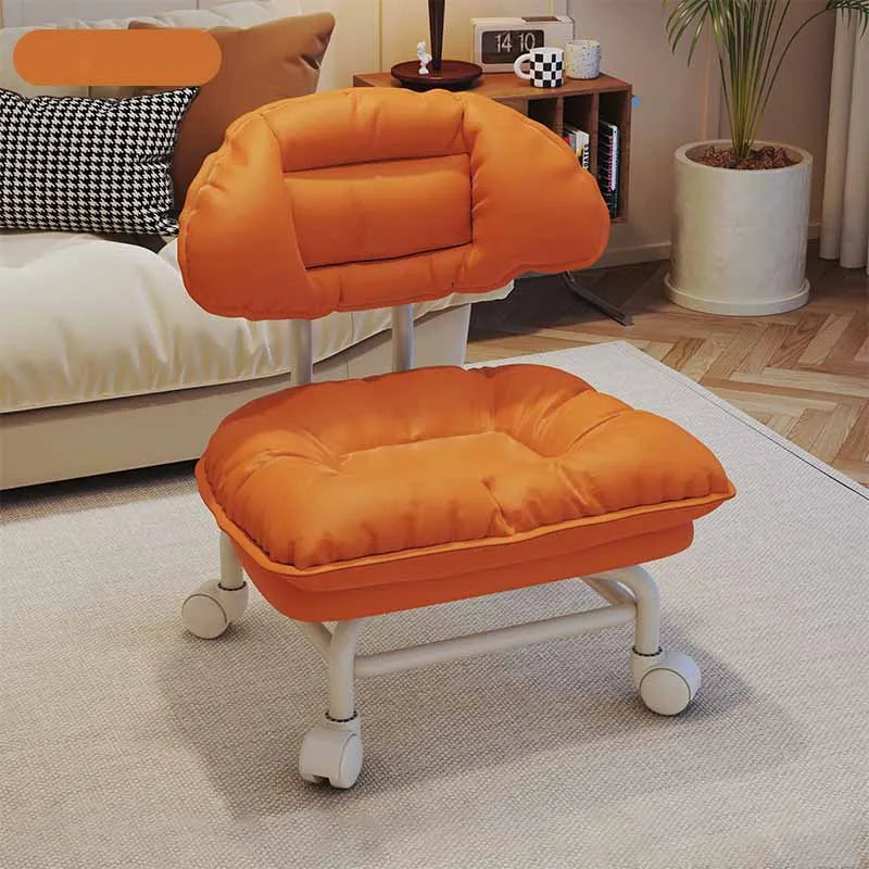 Taburete de metal con ruedas Muebles pequeños para sala de estar Otomanas extraíbles Taburetes portátiles para cambiar zapatos Silla con respaldo para niños