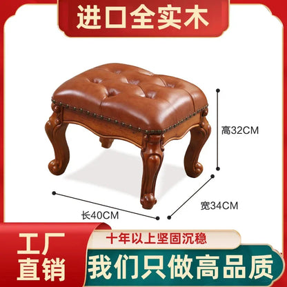 Small Kitchen Chair Coffee Table Adult Stool Living Room Solid Wood Backrest Children Chair Home Leather Low Stool 원목의자 Stuhl