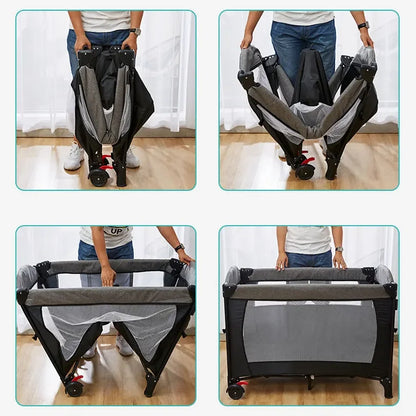 Cuna portátil para bebé MOEYE con mesa cambiadora de pañales, cuna para dormir para bebé, corralito multifuncional