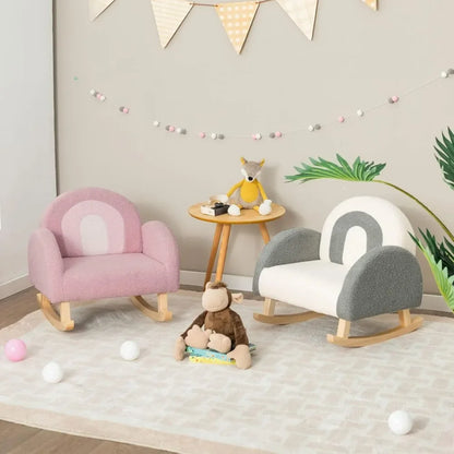 Mecedora para niños pequeños, sofá para niños, estructura de madera maciza, diseño antivuelco, sillón para guardería, jardín de infantes, preescolar, regalo (rosa)