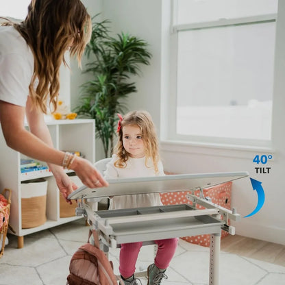 Ensemble bureau et chaise pour enfants Mount-It!, poste de travail ergonomique réglable en hauteur avec tiroir de rangement, gris (gris)