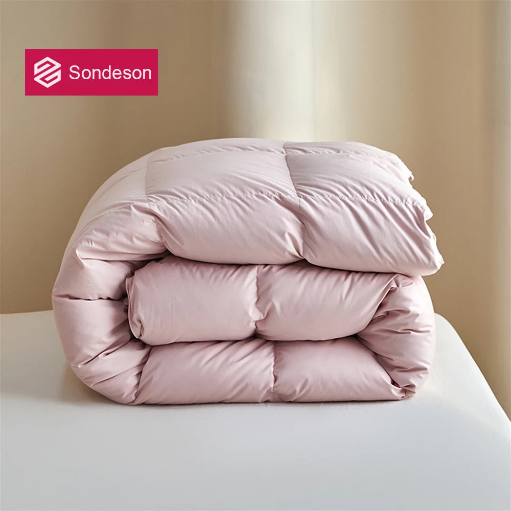 Sondeson Women Pink 100% Goose Down Duvet  Filler 3D Bread Quilt Comforter Queen King All Season Blanket 100% Cotton Shell 1PCS