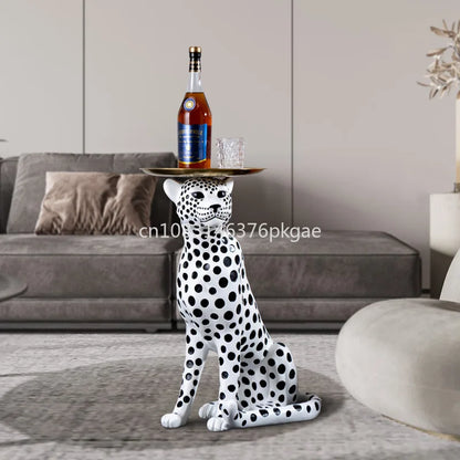 Bandeja de almacenamiento grande con forma de leopardo para exhibir en el suelo, junto al sofá de la sala de estar, como decoración, como regalo de inauguración de la casa