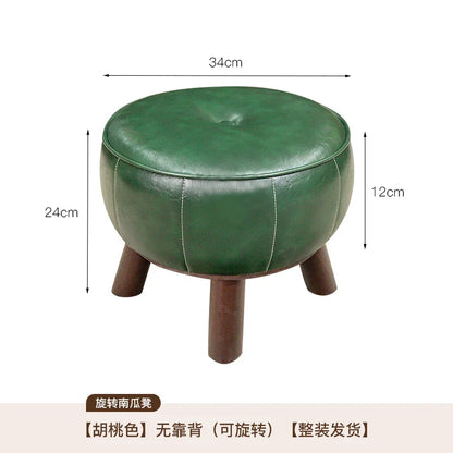 Rotating Small Chair Solid Wood Household Low Stool Sturdy Backrest Adult Child Rotating Living Room Sofa Dining Room Furniture