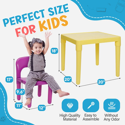 US Children's table and 4 chairs, toddler party toys, fun activity furniture, game set-