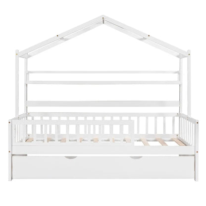 Lit double en bois avec lit gigogne, lit pour enfants avec étagère Un meilleur environnement de sommeil Gain de place Qualité supérieure