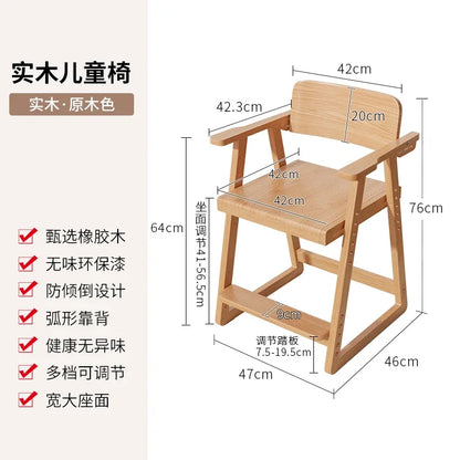 Chaises d'étude pour enfants en bois massif avec sièges élévateurs réglables Chaises d'écriture Chaises de salle à manger Bureaux de cuisine Sillas Para Comedor Стул 의자