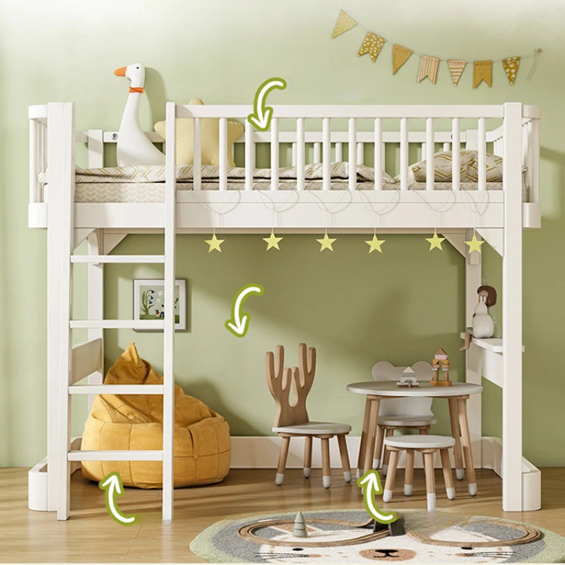 Lit King Size pour Enfants Lit Loft Américain en Bois Blanc Comferter Moderne Cama Infantil Ensemble de Chambre à Coucher Meubles Queen