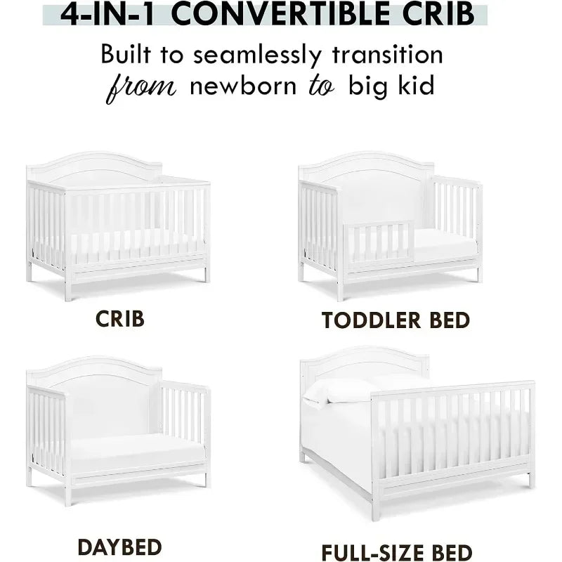 lit pour tout-petit, berceau convertible 4 en 1 DaVinci Charlie en blanc, certifié Greenguard Gold, lit pour enfants