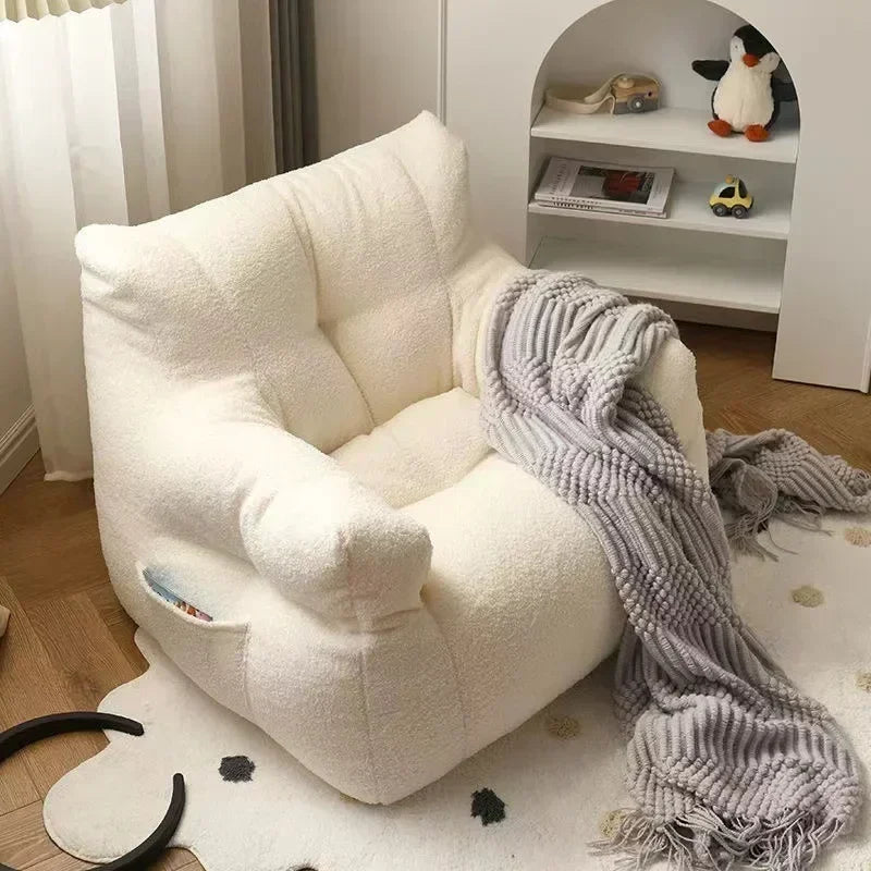 Mini Wool Fabric Cute Sofa Cotton and Linen Lazy Sofa Chair for Children's Room Furniture Removable and Washable Couch Lamb