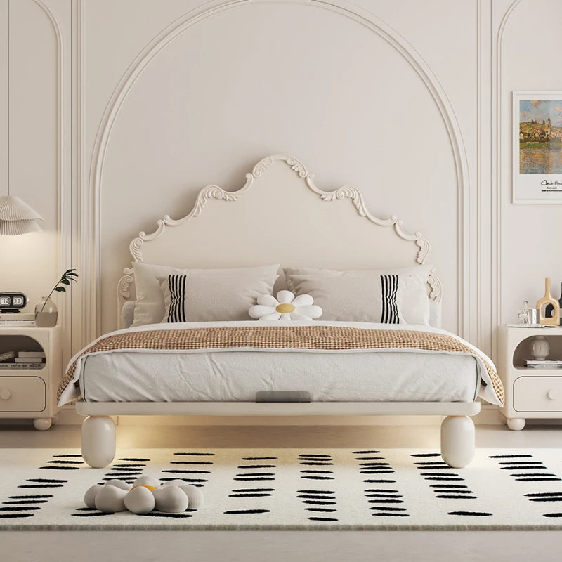 Princess Luxury Childrens Bed French Style White Loft Bed Modern Villa Camas De Dormitorio Queen Bedroom Furniture Set