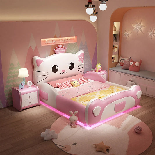 Princess Girls Luxury Double Bed Modern Soft Design Loft Single Children Beds Frames Baby Lit Cabane Enfant Bedroom Furniture