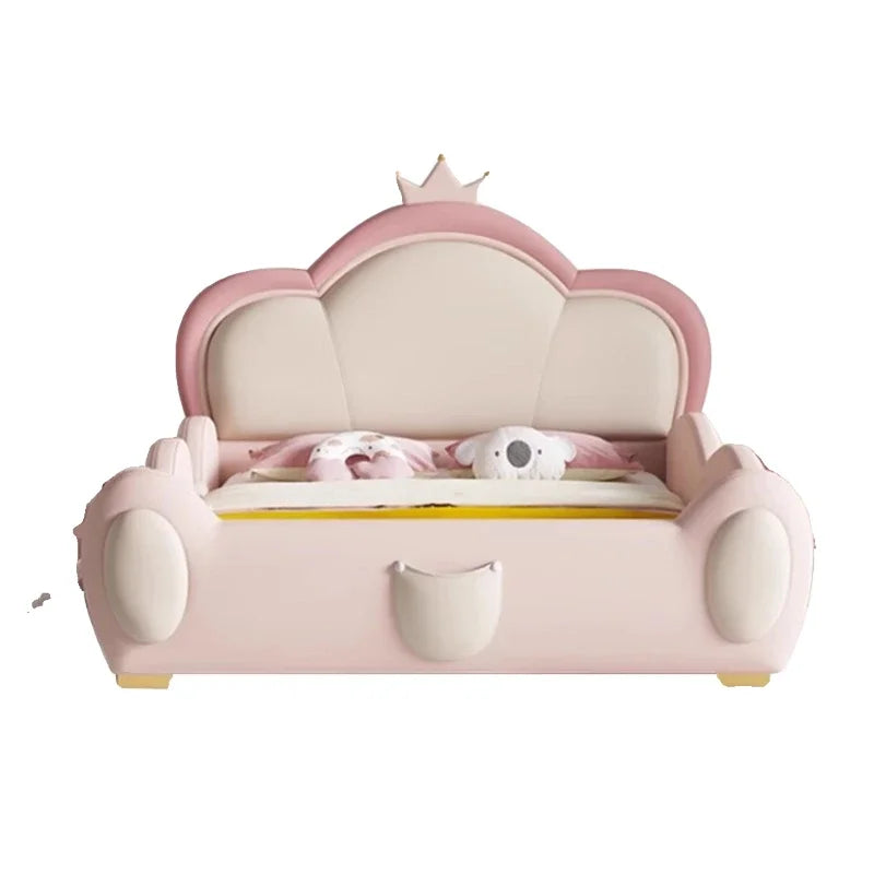 Lit double princesse doux pour filles, lit mezzanine en cuir de luxe moderne pour enfants, lit Queen Baby Camas De Dormitorio, meubles de chambre à coucher