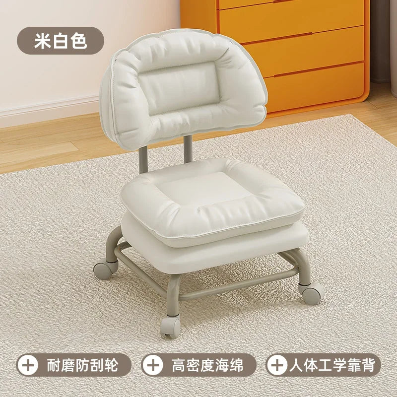 Small Stool with Universal Wheels for Home Use Children Walking with Wheels Backrest Chair 의자 식탁의자 Kitchen Living Room 가구