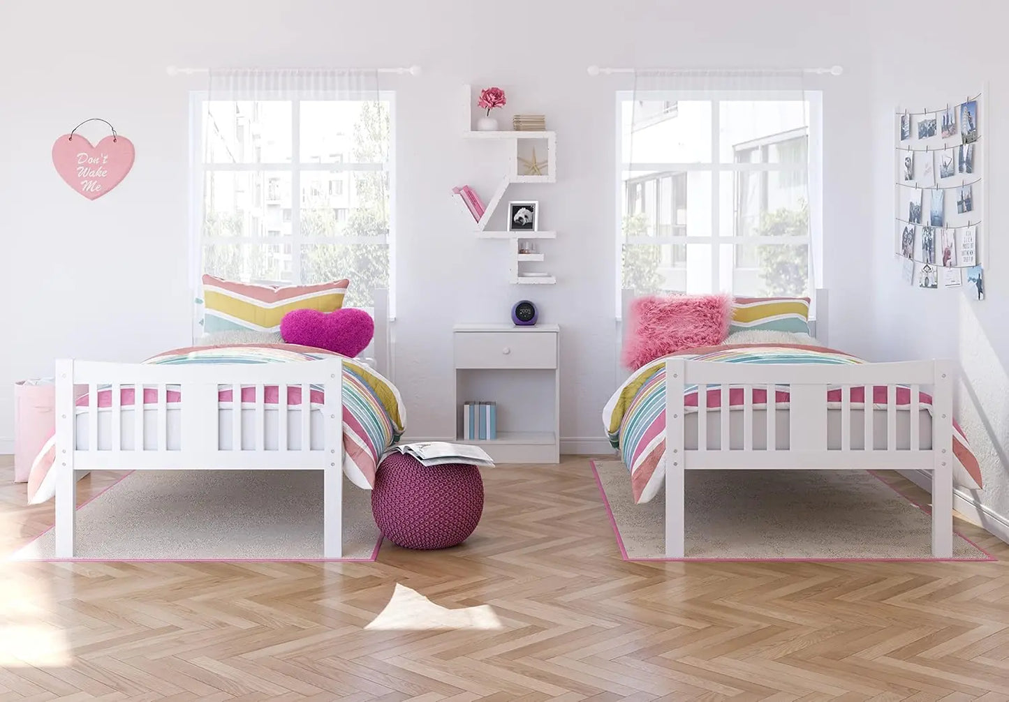 Lit superposé Storkcraft Caribou Twin Over Twin (blanc) - Certifié Greenguard Gold, lits superposés jumeaux pour enfants, se transforme en 2