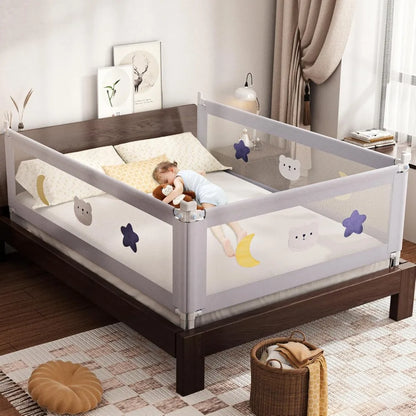 Barrière de lit Omzer pour tout-petits - (lot de 3) Barrières de lit pour tout-petits avec double verrouillage pour enfant, barrière de lit pour bébé et enfant avec motif