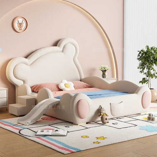 Princess Soft Girls Double Bed Kids Modern Luxury Loft Baby Double Bed Frame Queen Lit Cabane Enfant Furniture For Bedroom