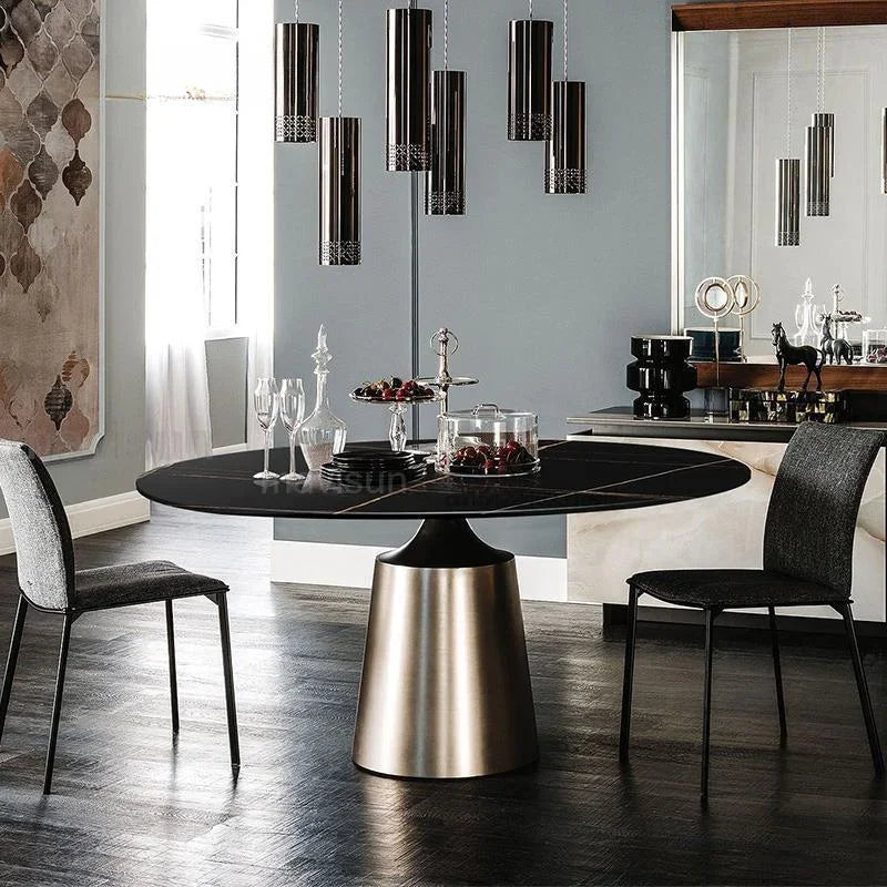 Round Dining Table Minimalist Home Furniture Italian Tables Small Apartment Household Light Luxury Round Dinner Modern Kitchen