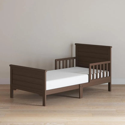 Woodland Flat Top Toddler Bed for Kids with Guard Rails, Low to Ground Design, Made of Pinewood, Featuring Clean Lines