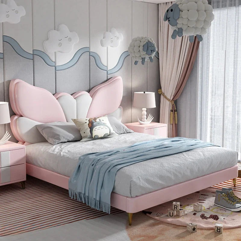 Cama doble de lujo para niñas princesas, diseño moderno, loft, marcos de cama para bebés y niños, cama matrimonial, muebles de dormitorio