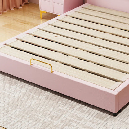 Cama infantil de princesa rosa moderna y bonita, tamaño queen, cómoda, de lujo, para niños, muebles para el hogar