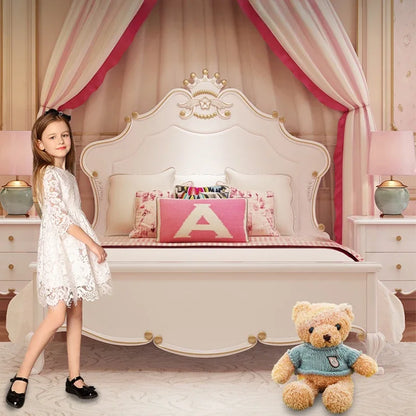 Princess Wood Luxury Double Bed Kids Modern Loft White Single Bed Children Girls Camas De Dormitorio Bedroom Set Furniture