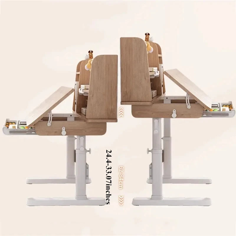 Ensemble de table et chaise d'étude en bois pour enfants, table d'écriture, table de lecture réglable en hauteur, ensemble de chaises pour enfants, meuble sédentaire pour enfants