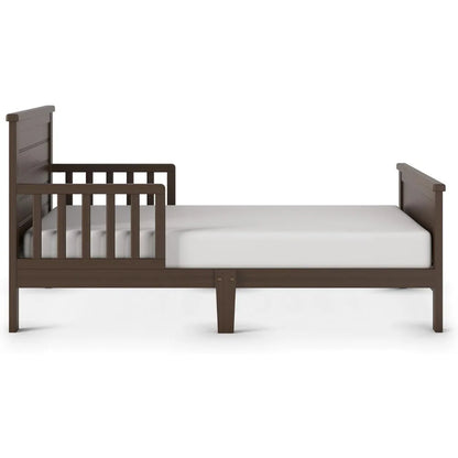 Woodland Flat Top Toddler Bed for Kids with Guard Rails, Low to Ground Design, Made of Pinewood, Featuring Clean Lines