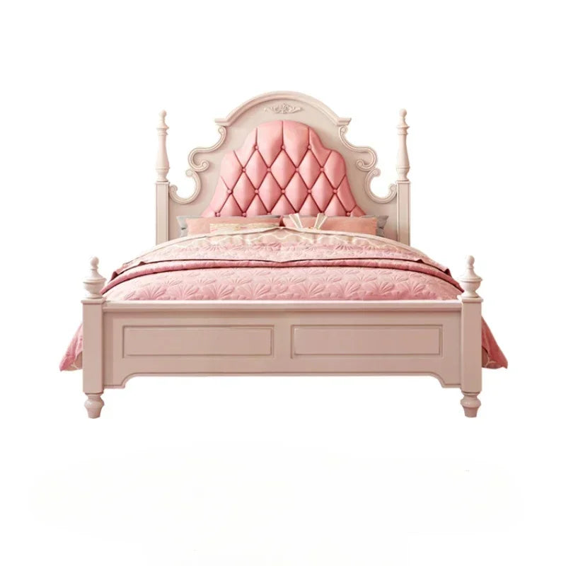 Cama infantil de lujo de princesa bonita de madera americana, bonita cama infantil moderna de color rosa, juego de dormitorio con muebles tipo loft