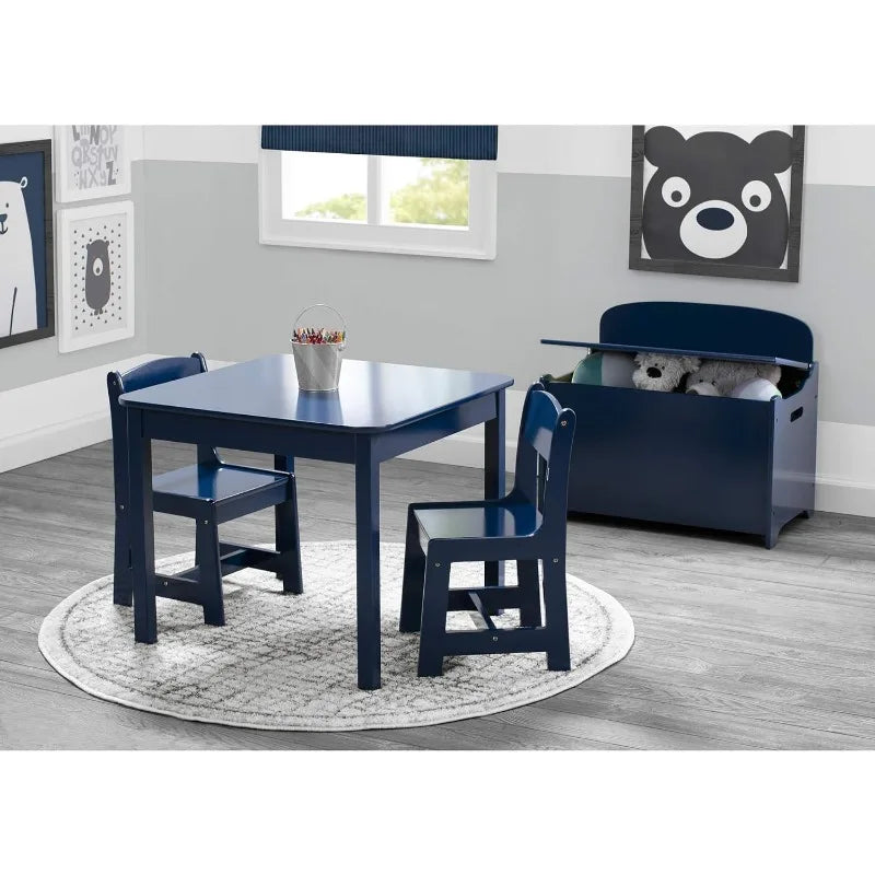 Juego de mesa y sillas de madera para niños MySize (2 sillas incluidas): ideal para manualidades, refrigerios y más; certificación Greenguard Gold