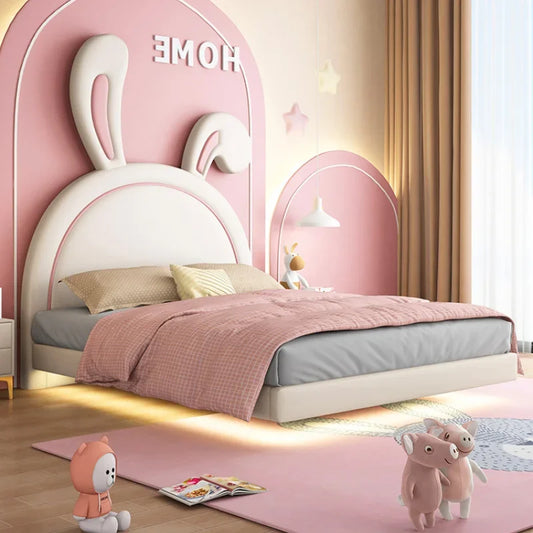 Pretty White Girls Childrens Bed Frame Animal Shape Luxury Princess Bed Loft Comferter Cama Infantil Bedroom Set Furniture