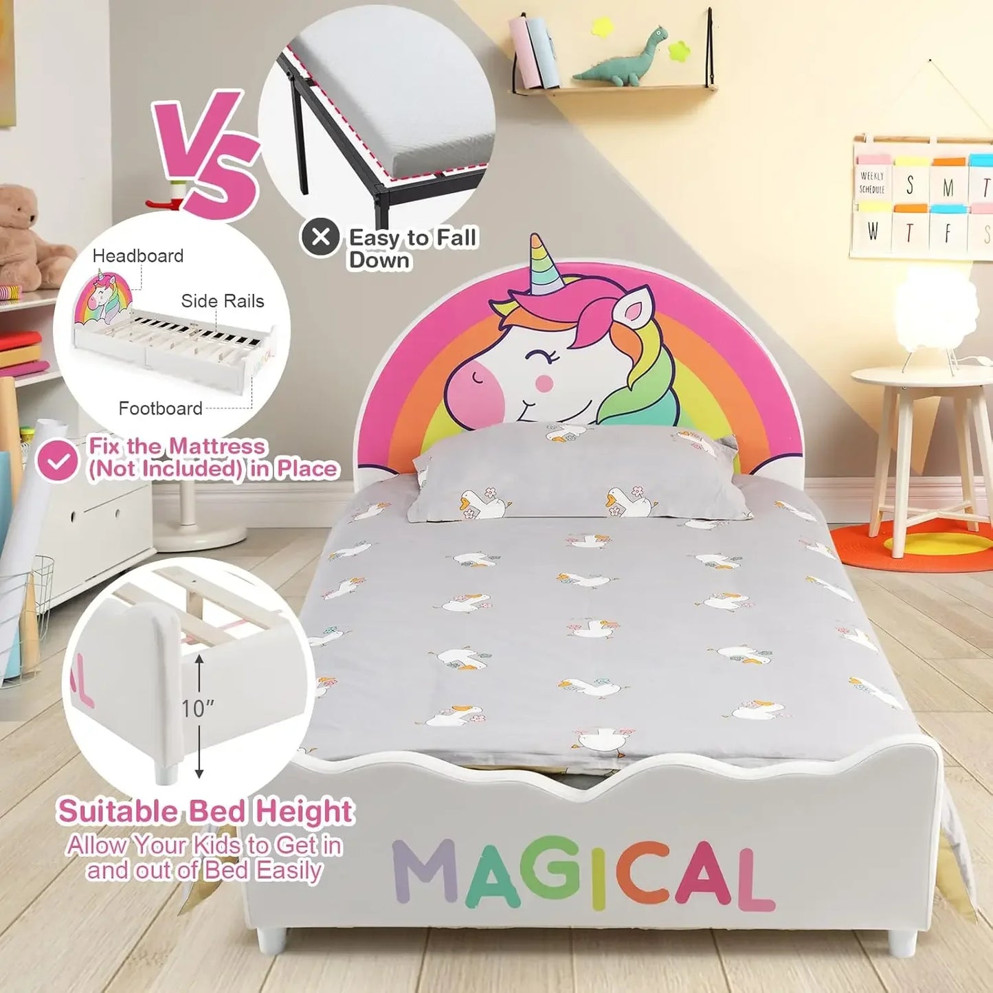 Marcos de cama dobles para niños, plataforma de cama doble tapizada en madera con soporte de listones, cabecero acolchado, sin caja