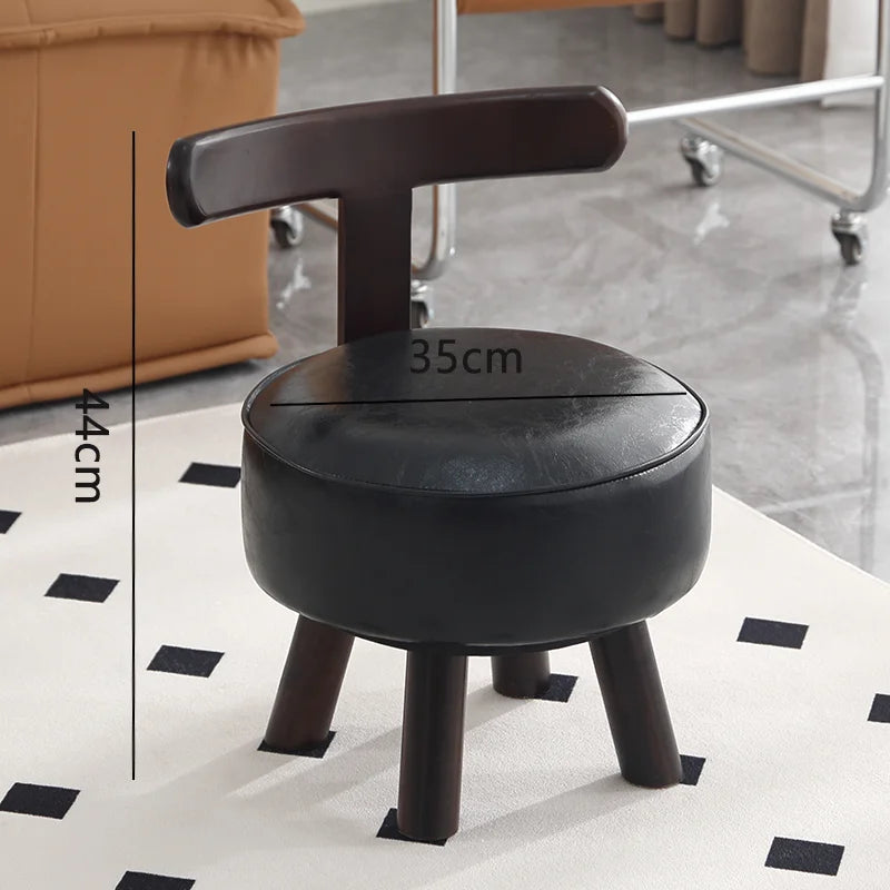 Solid Wood Rotating Stools Household Low Backrests Small Chairs Living Room Sofas Soft Bags Shoe Changing Stools Children Design