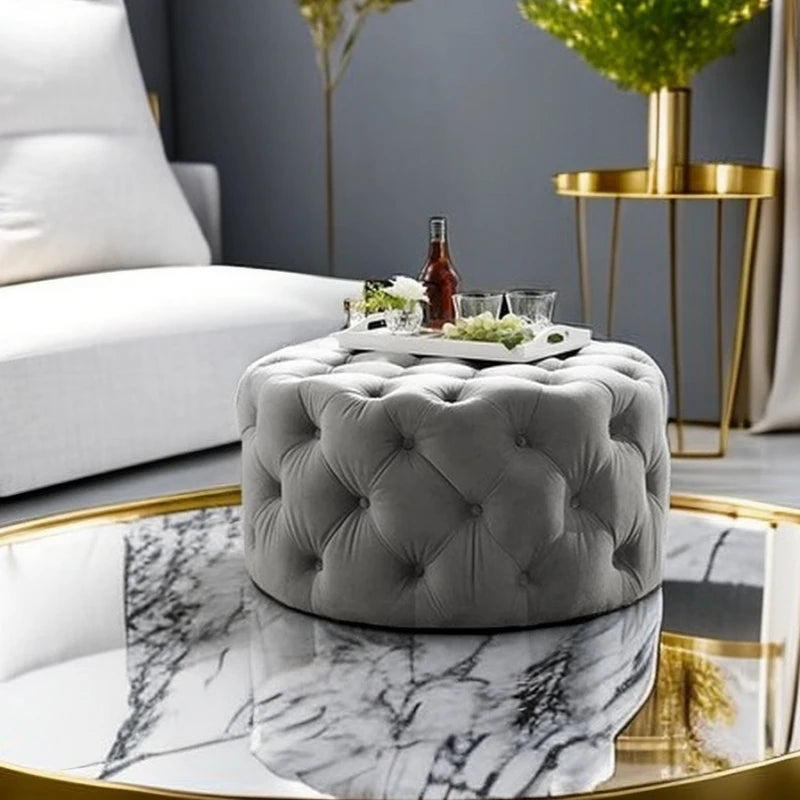 Nordic velvet Floor stool Corner sofa chair round vanity stool design big soft ottoman pouf Child Low stool luxury furniture