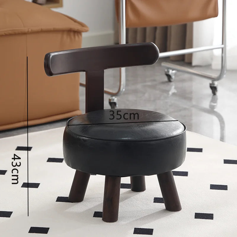 Solid Wood Rotating Stools Household Low Backrests Small Chairs Living Room Sofas Soft Bags Shoe Changing Stools Children Design