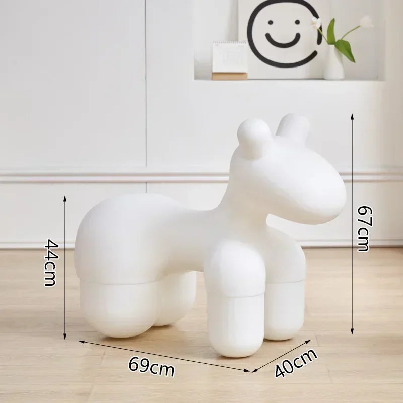 Taburete sencillo con forma de poni y diseño de animales para sala de estar, silla de ocio, asiento creativo para niños y adultos, silla personalizada para dormitorio, decoración del hogar