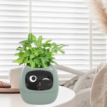 Maceta inteligente adorable con interacción de gestos para plantas de interior, para sala de estar interior, escritorio ordenado, regalo