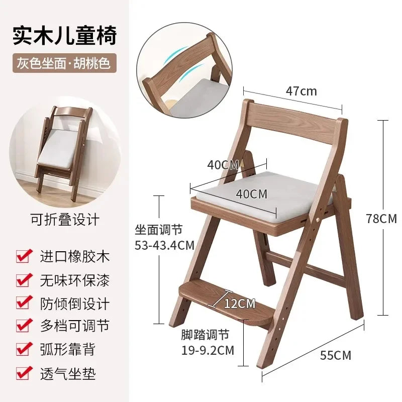 Solid Wood Children Study Chairs with Adjustable Lift Seats Writing Dining Chairs Desks Kitchen Sillas Para Comedor Стул 의자