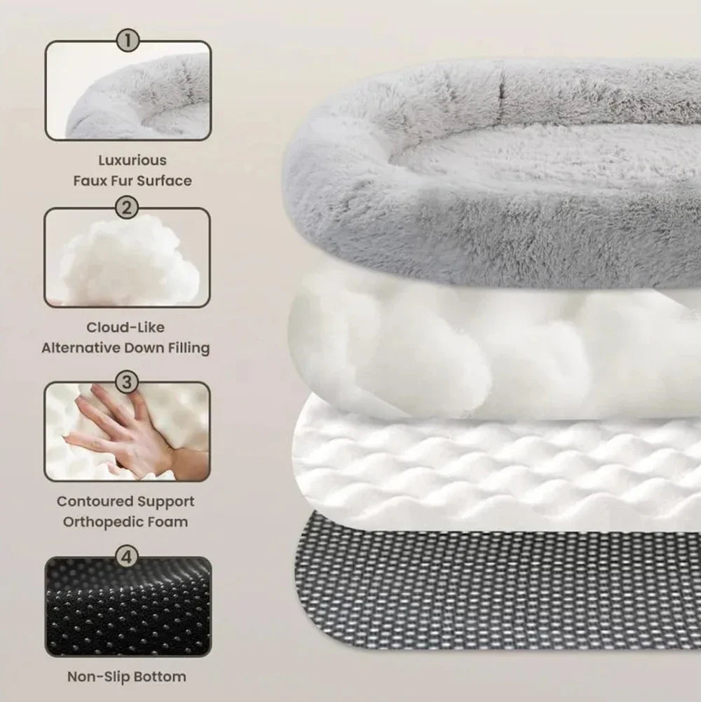 Soft Plush Queen Size Single Sofa Sofa Pop Queen Size Adult Oval Warm Imitation Pet Bed Nest Cozy Lazy Beanbag