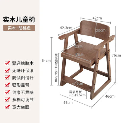 Chaises d'étude pour enfants en bois massif avec sièges élévateurs réglables Chaises d'écriture Chaises de salle à manger Bureaux de cuisine Sillas Para Comedor Стул 의자