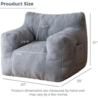 Pouf Sherpa, canapé pouf touffeté en boucle, chaise de salon pour adultes et enfants, fauteuil d'appoint Teddy Lazy Sofa Pocket