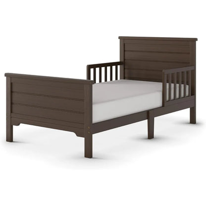 Woodland Flat Top Toddler Bed for Kids with Guard Rails, Low to Ground Design, Made of Pinewood, Featuring Clean Lines