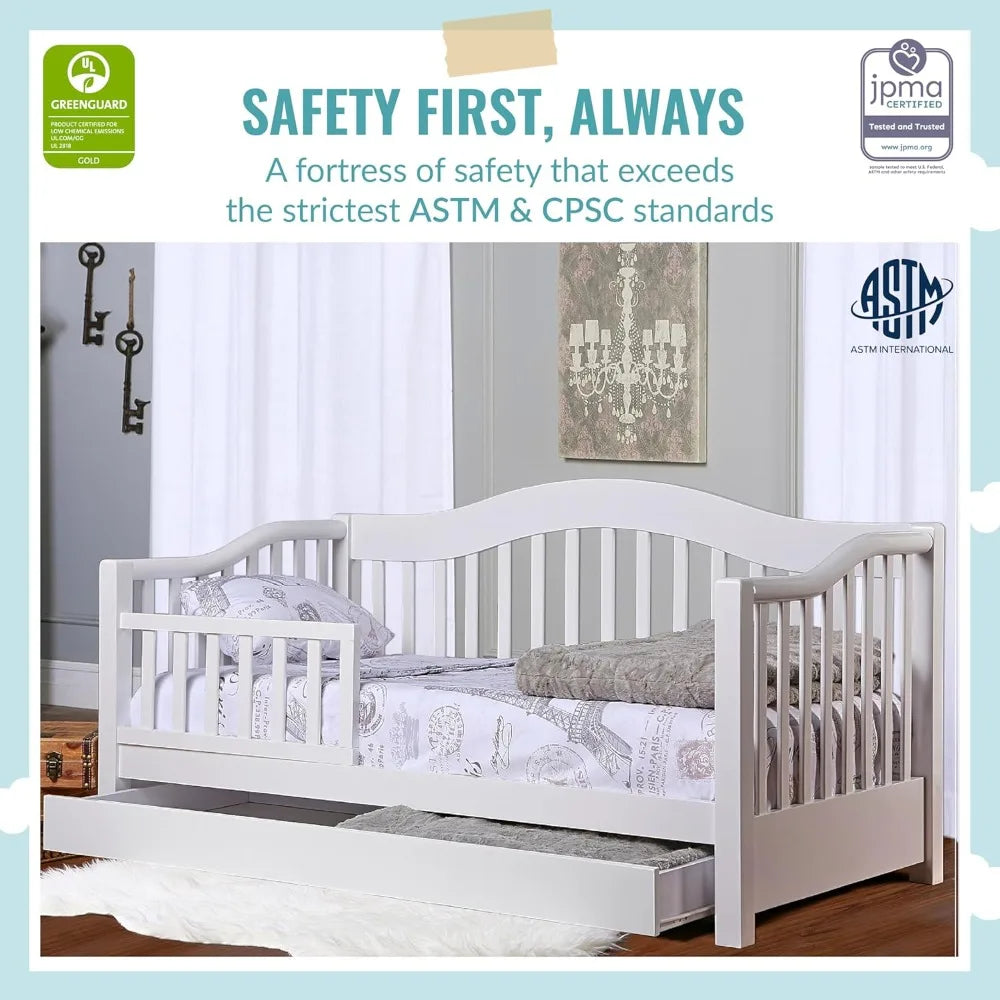 Cama de día para niños pequeños en color blanco, con certificación Greenguard Gold