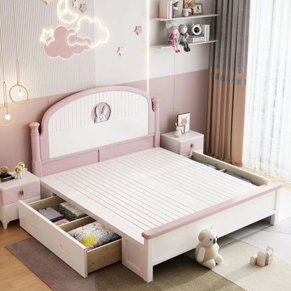 Cama infantil rosa para niñas, bonita y moderna cama de princesa cómoda, loft para niños, camas de dormitorio, muebles para el hogar